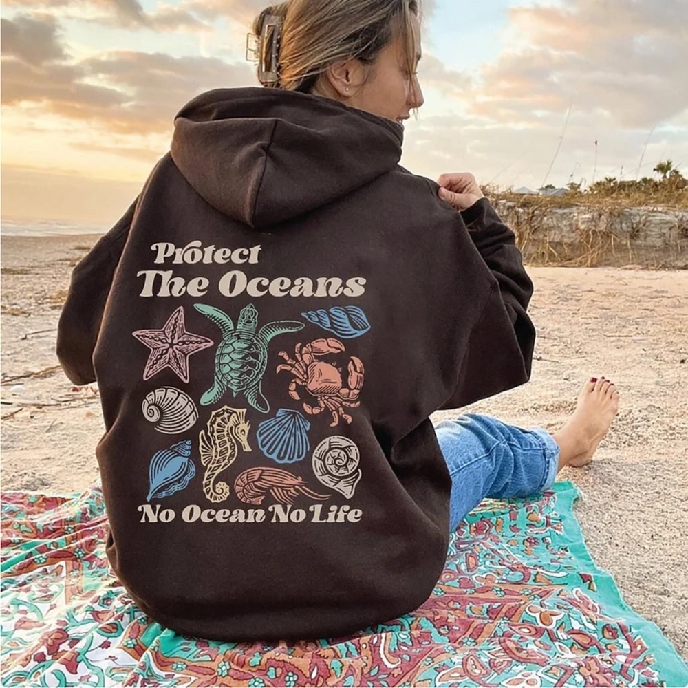 BROWN PROTECT THE OCEANS SWEATSHIRT